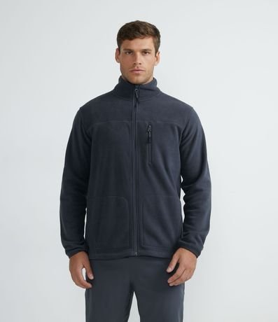 Campera Deportiva en Fleece con Cierre y Bolsillos
