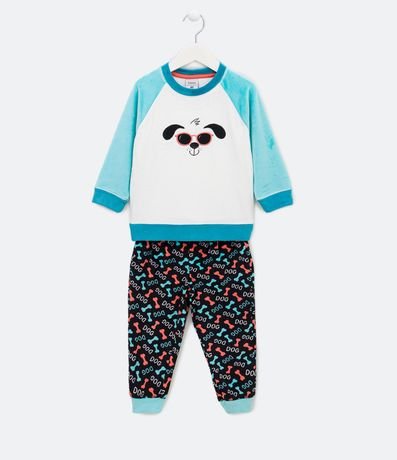 Pijama Largo Infantil en Fleece con Bordado de Perro - Talle 1 a 4 años 1