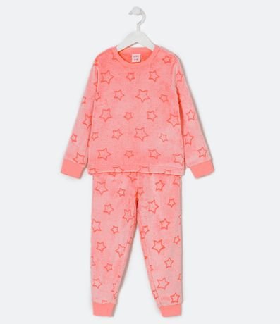 Pijama Largo Infantil en Fleece Bordados de Estrellas - Talle 2 a 14 años 1