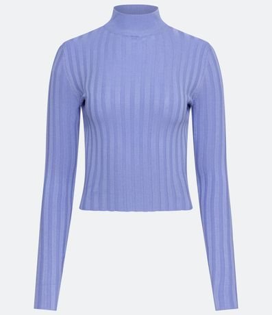 Blusa de Punto Acanalado con Cuello Alto y Manga Larga 4