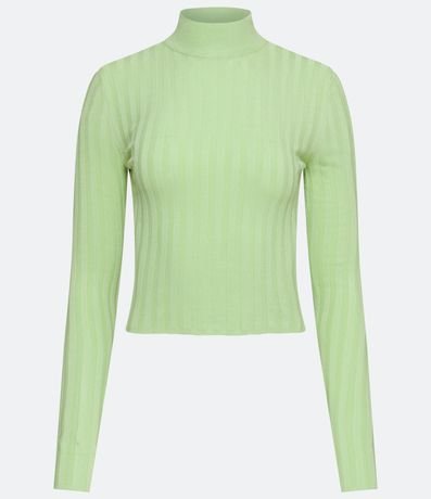 Blusa de Punto Acanalado con Cuello Alto y Manga Larga 4