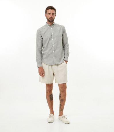 Camisa Slim en Algodón Manga Larga con Fondo Mezcla 2