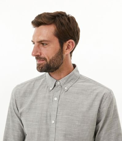 Camisa Slim en Algodón Manga Larga con Fondo Mezcla 4