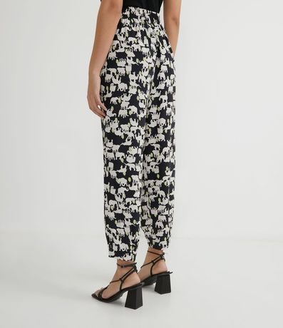 Pantalón Fluido en Crepé con Estampado de Elefantes 2