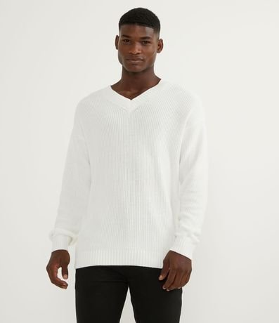 Sueter Oversized en Tejido de Punto con Cuello V