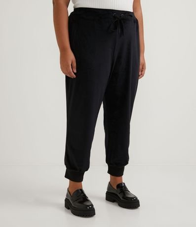 Pantalón Jogger en Plush con Bolsillo y Cordón Curve & Plus Size 1