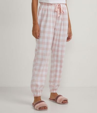 Pantalón de Pijama en Franela Cuadrillé con Elástico en la Barra 1