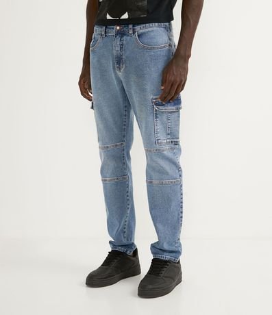 Pantalón Skinny en Jeans con Bolsillos Cargo y Recorte en las Rodillas 1