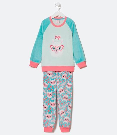 Pijama Largo Infantil Fleece Llama Love - Talle 5 a 14 años 1