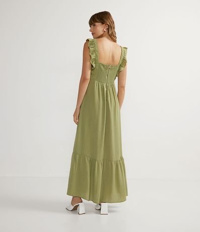 Vestido Largo Liso Sin Mangas con Volados 2