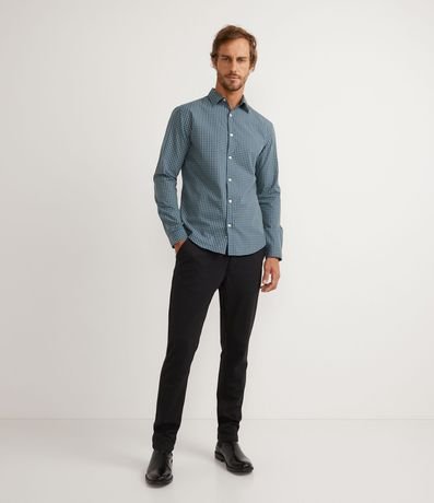 Camisa Slim Manga Larga con Estampado de Cuadros 5
