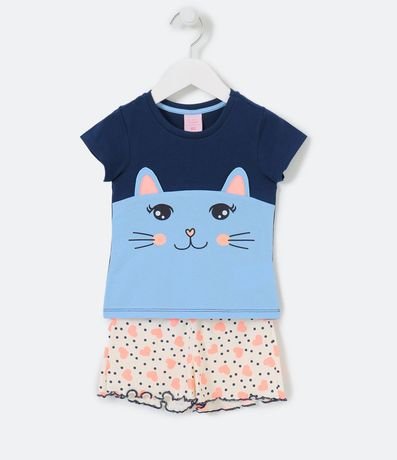 Pijama Infantil Corto con Estampado de Gatito - Talle 1 a 4 años 1