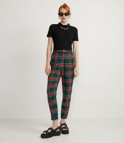 Pantalón Sastrería en Viscosa con Estampado de Cuadros Vichy 5