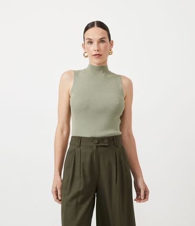 Blusa Musculosa Básica de Punto con Cuello Alto 3