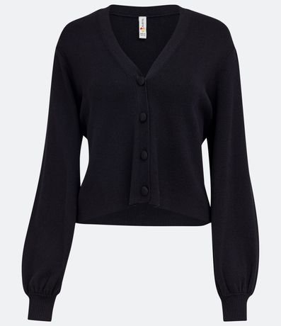 Chaqueta Corta de Punto con Manga Abullonada y Botones Forrados 5