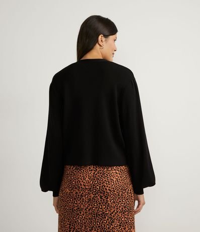 Chaqueta Corta de Punto con Manga Abullonada y Botones Forrados 2