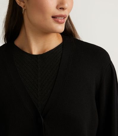 Chaqueta Corta de Punto con Manga Abullonada y Botones Forrados 3