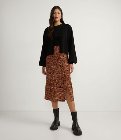 Chaqueta Corta de Punto con Manga Abullonada y Botones Forrados 4