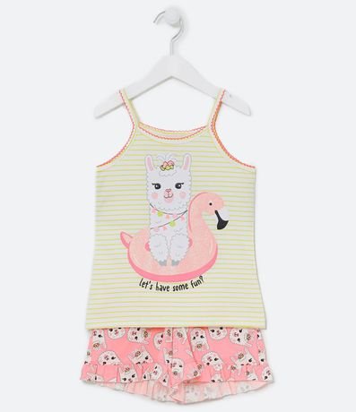 Pijama Infantil Corto con Estampado de Llama en Flutuador - Talle 1 a 5 años 1