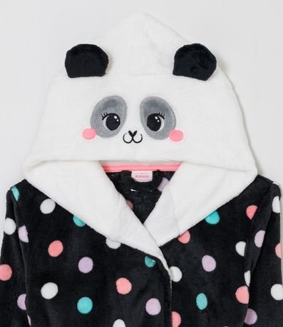 Bata de Baño Infantil en Fleece con Estampado de Lunares y Panda en la Capucha - Talle P al GG 3
