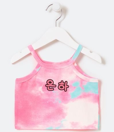 Blusa Infantil Cropped Tie Dye con Lettering Coreano - Talle 5 a 14 años 1