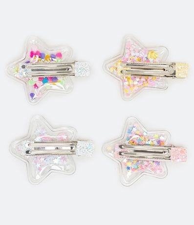 Kit 4 de Pinzas para el Pelo Infantil con Confetis de Colores - Talle Ú 3