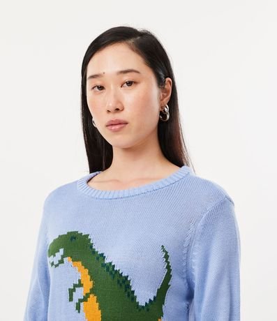 Suéter en Tejido de Punto con Cuello Redondo y Estampado de Dinosaurio 4