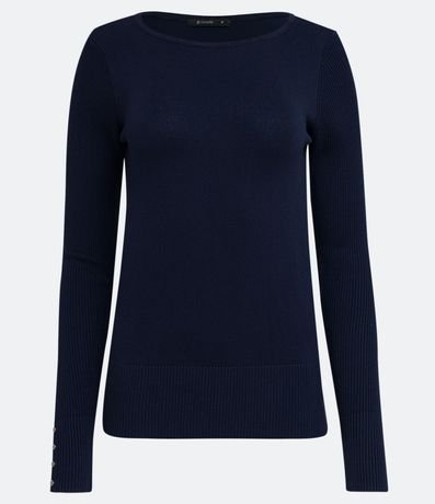 Suéter Alargado en Punto con Cuello Barco 6