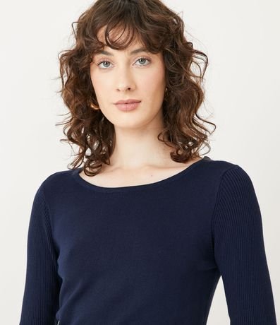 Suéter Alargado en Punto con Cuello Barco 4