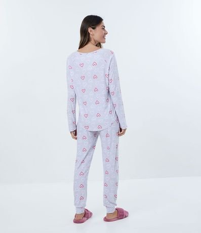 Pijama Largo con Estampado de Corazones y Bolsinho Frontal 4