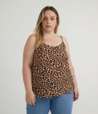 Blusa Musculosa en Crepé con Estampa Animal Print Jaguar Curve & Plus Size 1