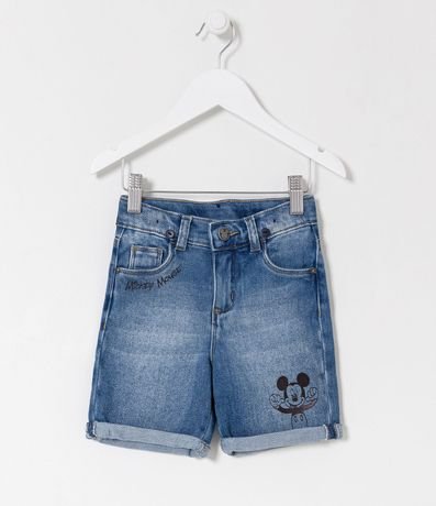 Bermuda Infantil Jean con Estampado Mickey y Tirantes - Tam 1 a 5 años 6