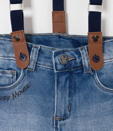 Bermuda Infantil Jean con Estampado Mickey y Tirantes - Tam 1 a 5 años 8