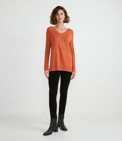 Blusa de Punto con Escote V Texturizada con Barra Mullet 5