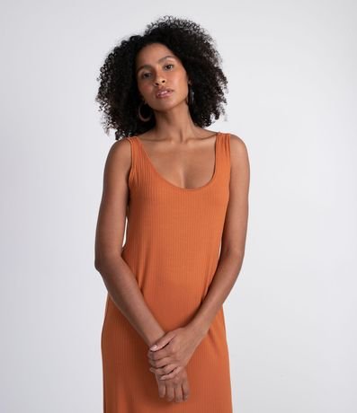Vestido Midi en Viscosa Acanalado sin Mangas 3