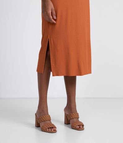 Vestido Midi en Viscosa Acanalado sin Mangas 4