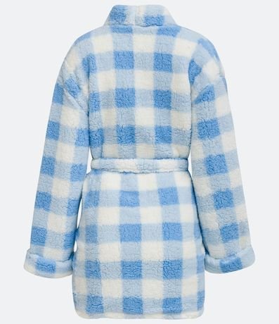 Bata de Baño Corto en Sherpa con Estampado Cuadrillé 3