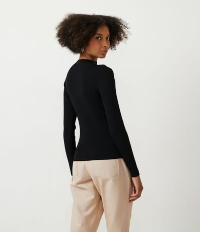 Blusa Básica en Tejido de Punto Acanalada con Cuello Alto 3