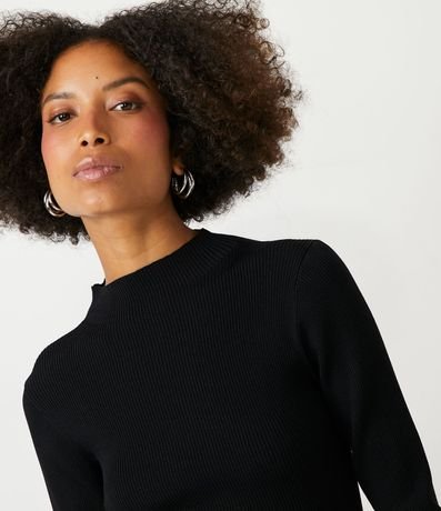 Blusa Básica en Tejido de Punto Acanalada con Cuello Alto 4