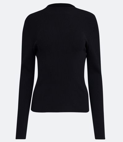 Blusa Básica en Tejido de Punto Acanalada con Cuello Alto 5