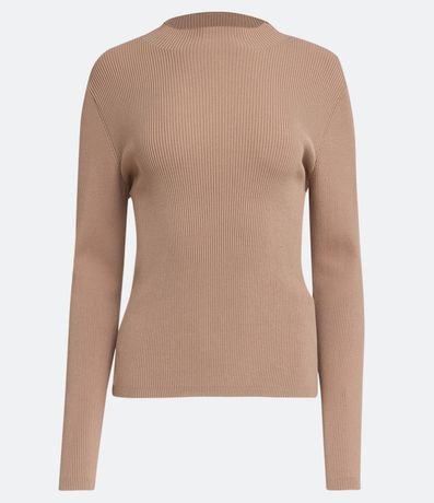 Blusa Básica en Tejido de Punto Acanalada con Cuello Alto 4