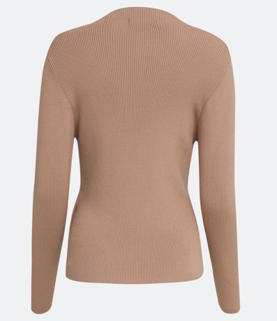 Blusa Básica en Tejido de Punto Acanalada con Cuello Alto 5