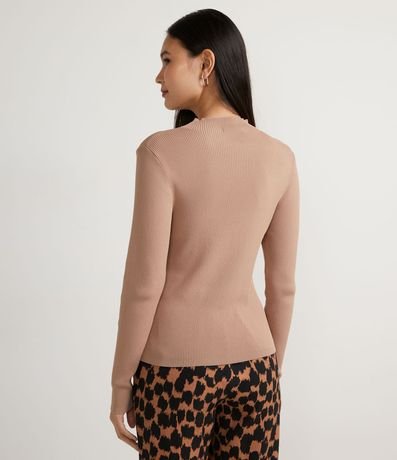 Blusa Básica en Tejido de Punto Acanalada con Cuello Alto 2