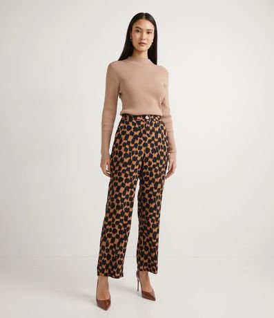 Blusa Básica en Tejido de Punto Acanalada con Cuello Alto 3