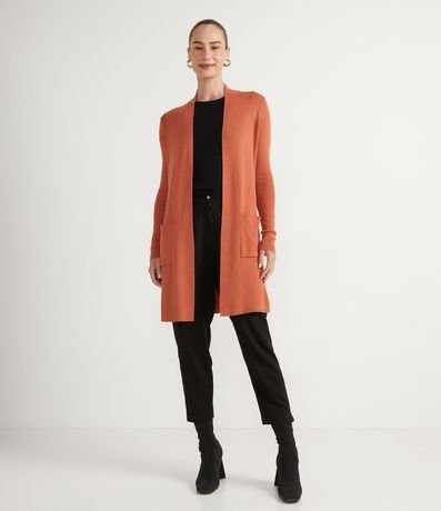 Cardigan Alargado Básico de Punto con Bolsillos 4