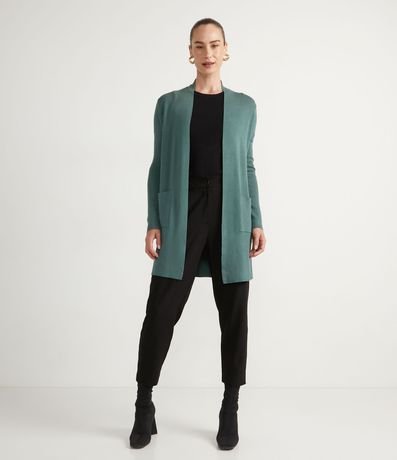 Cardigan Alargado Básico de Punto con Bolsillos 7
