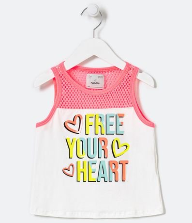 Blusa Infantil Musculosa con Malla y Estampado Free Your Heart - Talle 5 a 14 años 1
