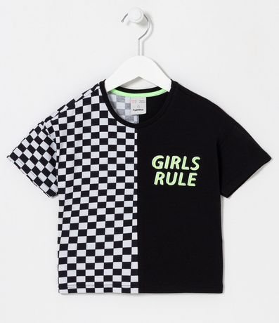 Blusa Infantil con Estampado Cuadrillé Grid y Girls Rule - Talle 5 a 14 años 1