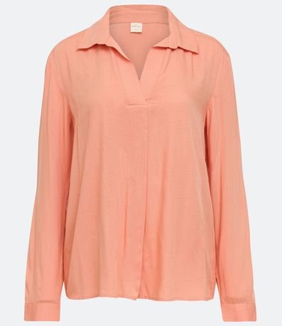 Camisa en Viscosa con Manga Larga y Escote V Pespuntado 6