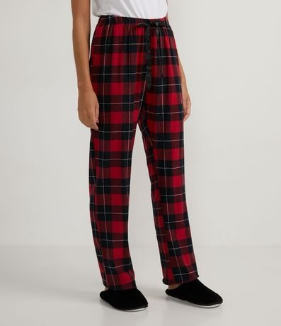 Pantalón de Pijama en Franela Cuadrillé con Cintura Elástica 1